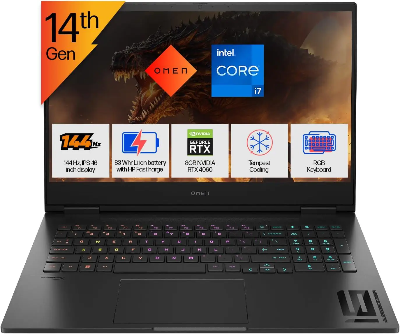 لپ تاپ اچ پی اپن باکس گیمینگ HP OMEN Gaming Laptop 16, i7-14th + 32GB DDR5 + 1TB SSD + RTX 4060 8GB GDDR6